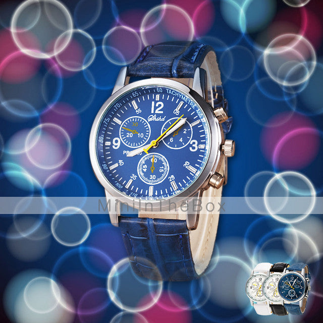 Hombre Reloj de Pulsera Cuarzo PU Banda Negro / Blanco / Azul Marca